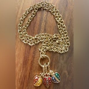 VTG Erwin Pearl Gold Tone Chain Hearts Pennant Enamel Love Collectible Designer